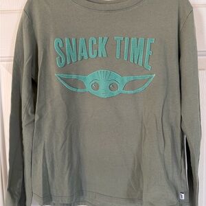 GAP Green 'Snack Time' Long Sleeve Tee with Teal Graphic